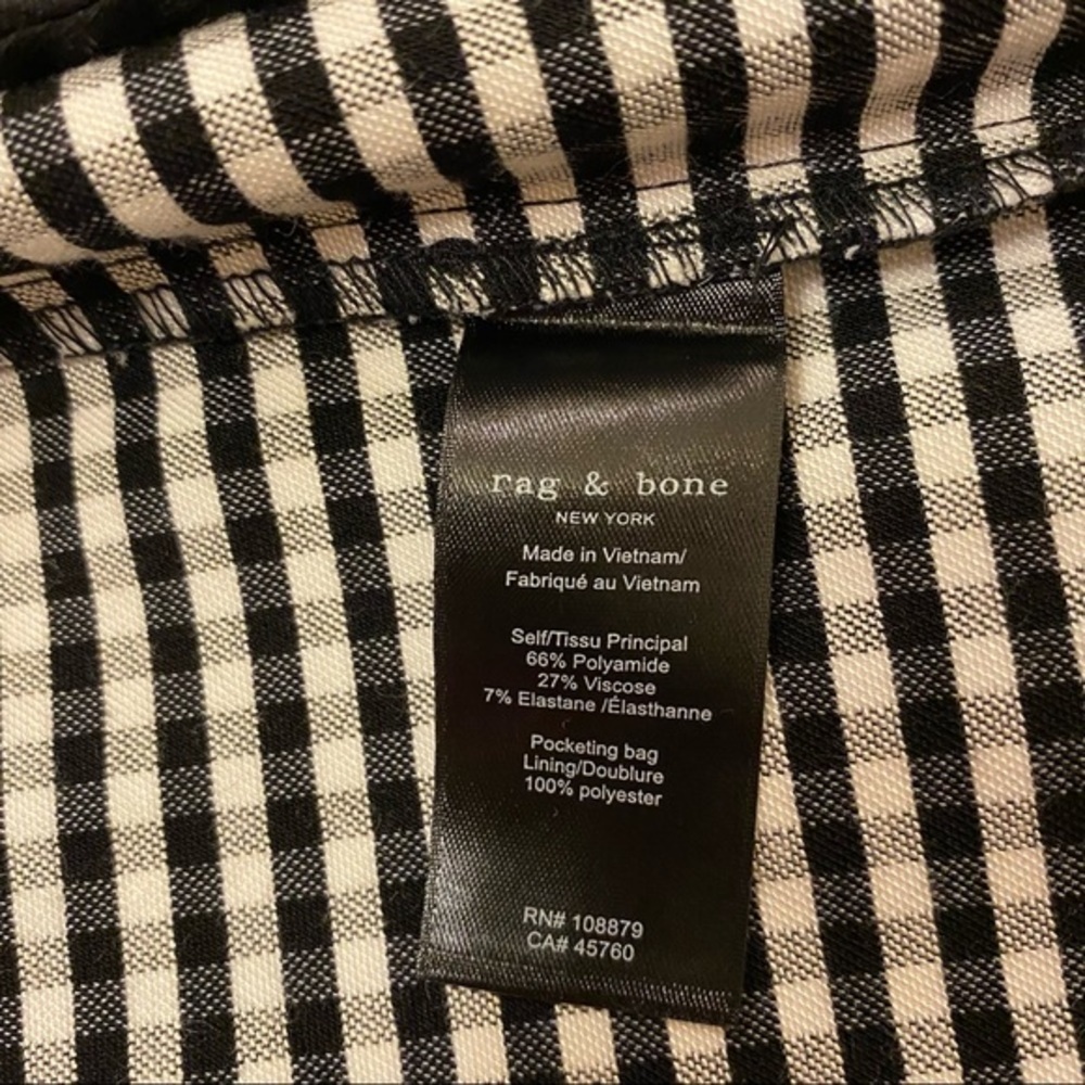 RAG & BONE Black/White Gingham Simone Zip Pocket Pants in Black/White Size 0 - Picture 8 of 10